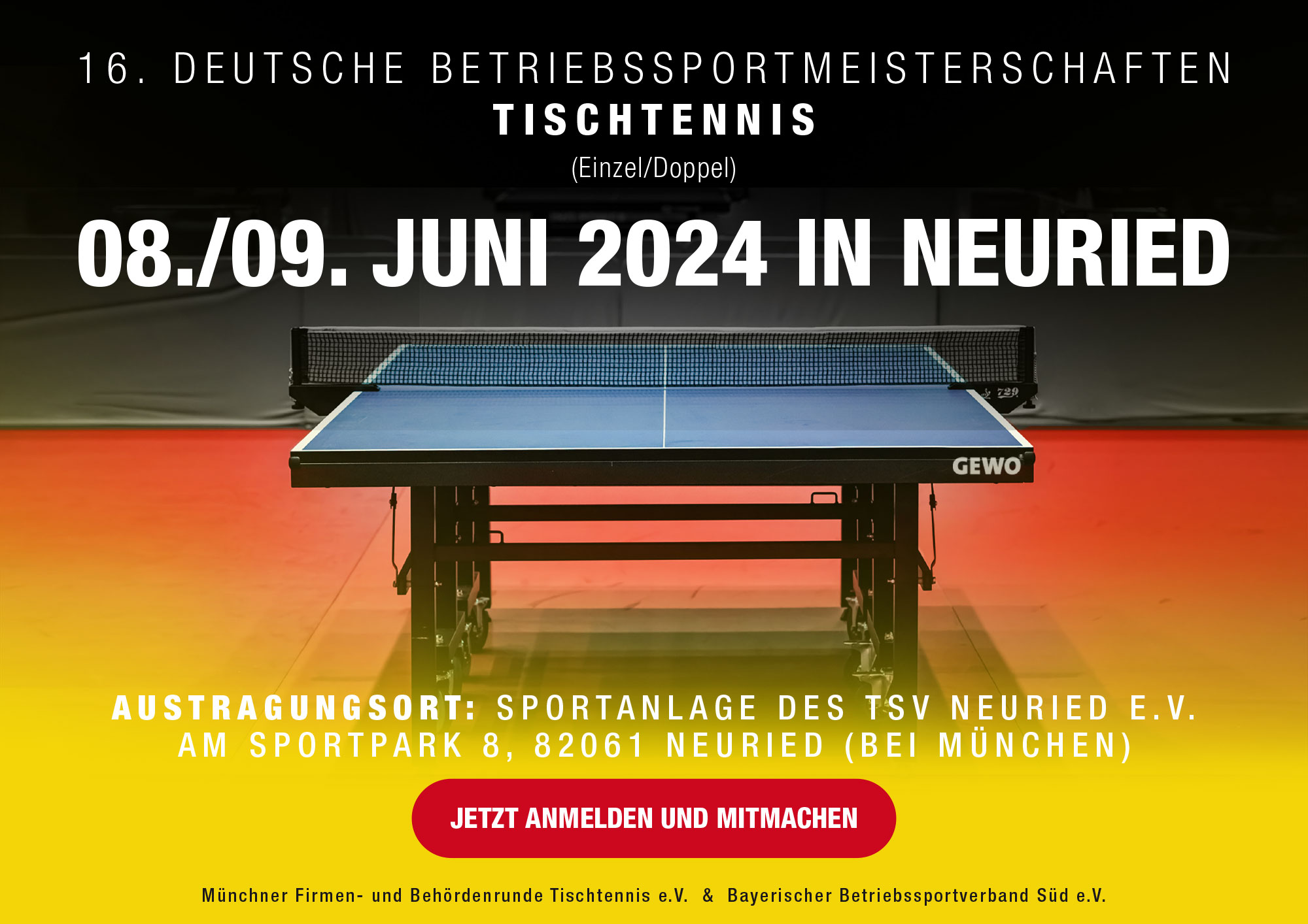 16. Deutsche Betriebssportmeisterschaften Tischtennis (Einzel/Doppel)